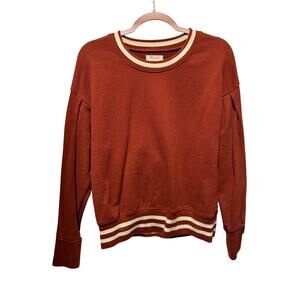 Madewell Varsity Stripe Pleat-Sleeve Drop Shoulder Sweatshirt Size L